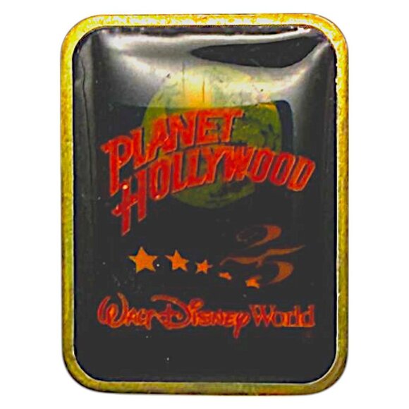 Vintage 1991 Planet Hollywood Pin Collectible Gold & Black Rectangular Lapel Bad - Picture 4 of 5